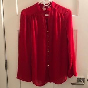 Michael Kors red blouse w/bell sleeves, button up